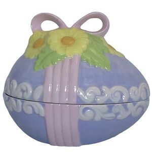 Vintage Hand Painted Easter Egg Candy Dish Trinket Dish Jar Functional Art 1981